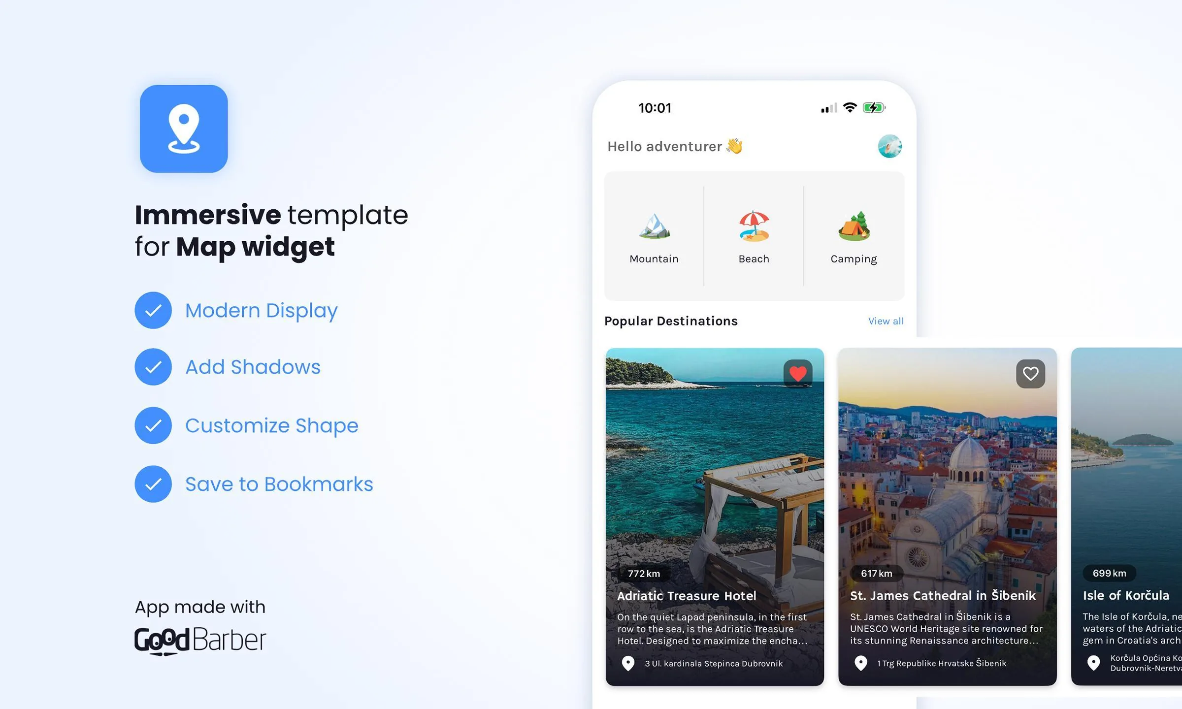 Map Widget: Discover the Immersive Card Banner template for optimized display